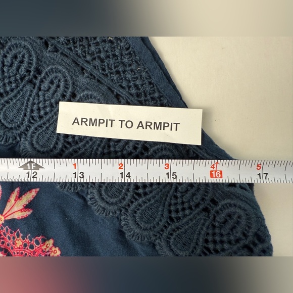 Free People Shea Printed Mini Dress Small Pink Blue Paisley Crochet Lace Boho - Picture 11 of 12